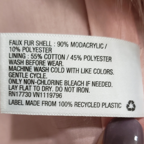 Cherokee Faux Fur Vest, Pink, Kids Medium (7/8) - Picture 3 of 4